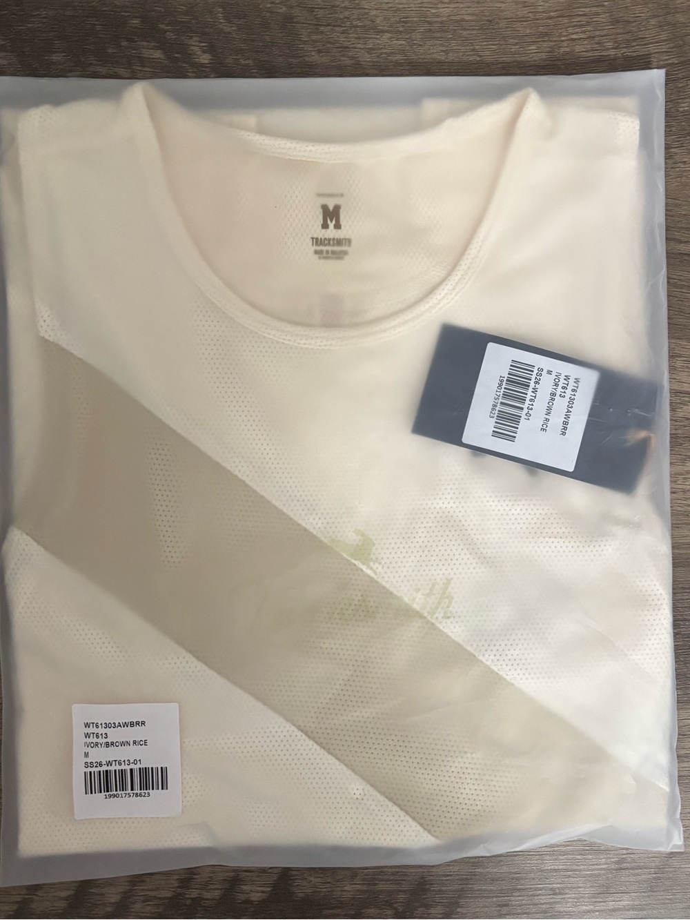 Tracksmith Ivory Tank with Tan Diagonal Stripe